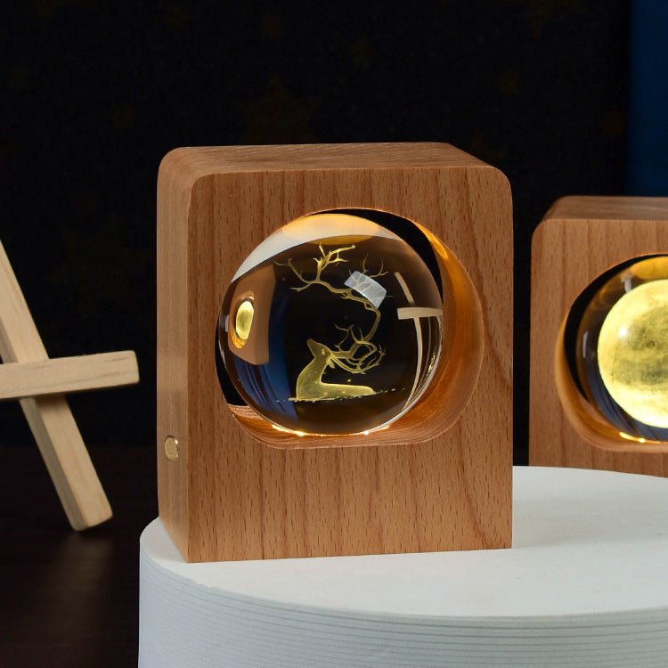 3D Laser Engraved Crystal Ball LED Night Light Lamp