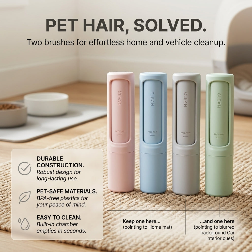 Awanzy FurFree™ Self-Cleaning Pet Hair Remover – Home + Car Duo (2 Pack) — photo 2